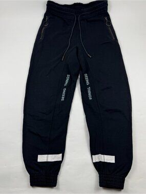 Off-White x Virgil Abloh Seeing Things Black White Logo Sweatpants Mens Size XS